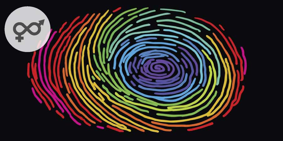 Rainbow colored gender diversity thumbprint.